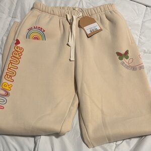 Women's Cream Graphic Joggers Your Vibrations Swestpants